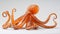 Orange Octopus Glass Sculpture With Realistic Detailing