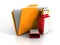 Orange Office Folder With Red USB Flash Drive