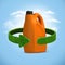 Orange oil canister recycle concept on blue sky background