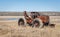 Orange old antique heavy duty bulldozer