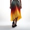 Orange Ombre Skirt: Dark Yellow And Dark Aquamarine Asymmetry