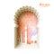 Orange Origami Mosque Window Ramadan Kareem Greeting card