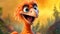 Orange Oviraptor: A Playful And Colorful Zbrush Creation