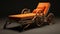Orange Painted Chaise Lounge With Cast Iron Wheels
