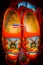 Orange Painted Dutch Wooden Shoes