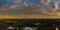 Orange panorama sky magic sunset cloud over city scape