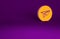 Orange Paper plane icon isolated on purple background. Paper airplane icon. Messenger concept. Minimalism concept. 3d