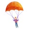 Orange parachute icon, cartoon style