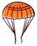 Orange parachute, illustration, vector