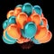 Orange party balloons green colorful. helium balloon bunch