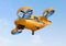 Orange Passenger Drone Taxi flying in the sky