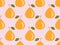 Orange pears seamless pattern. Pear fruit with one leaf in retro style. Design for printing on fabric, banners and promotional