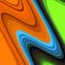 Orange phosphorescent blue fluid lines rainbow lights, pixel contrasts lines, texture and background