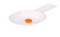 Orange pill on a white plastic spoon