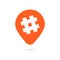 Orange pin with hashtag icon