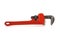 Orange pipe wrench on white