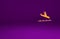 Orange Plane landing icon isolated on purple background. Airplane transport symbol. Minimalism concept. 3d illustration