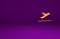 Orange Plane takeoff icon isolated on purple background. Airplane transport symbol. Minimalism concept. 3d illustration