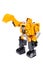 Orange plastic robot transformer excavator. On a white background, isolated