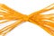Orange plastic tied ropes on a white background
