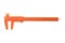 Orange plastic Vernier Caliper on white background