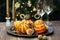 Orange pomander balls, christmas table decoration