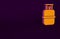 Orange Propane gas tank icon isolated on purple background. Flammable gas tank icon. Minimalism concept. 3d illustration