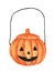 Orange pumpkin basket to collect candy on Halloween.