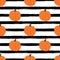 Orange pumpkin on black striped background. Simple Halloween seamless patterns, fall pumpkin, autumn texture.