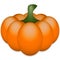 Orange pumpkin with green stem colorful icon.