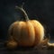 Orange pumpkin isolated with cobwebs and eerie vine details.