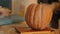 Orange Pumpkin on kitchen table