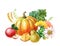 Orange pumpkin,Red apple,pear.Watercolor illustration on white background. Autumn harvest.Fresh vegetarian food