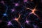 Orange Purple Blue Neurons On Black Background