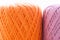 Orange and purple knitting thread background