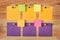 Orange and purple sticky notes