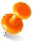 Orange push pin mockup. Realistic thumb tack