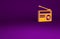 Orange Radio with antenna icon isolated on purple background. Minimalism concept. 3d illustration 3D render