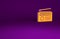 Orange Radio with antenna icon isolated on purple background. Minimalism concept. 3d illustration 3D render