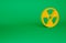 Orange Radioactive icon isolated on green background. Radioactive toxic symbol. Radiation Hazard sign. Minimalism