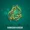 Orange Ramadan Kareem Calligraphy In Arabic Language On Teal Green Silhouette Mosque