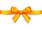 Orange realistic gift bow with horizontal ribbon