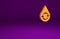 Orange Recycle clean aqua icon isolated on purple background. Drop of water with sign recycling. Minimalism concept. 3d