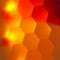Orange Red Abstract Hexagons Background. Bright Light Effect in Dark. Honeycomb Backdrop. Minimal Style Digital Design. Flat.