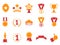 Orange and red color award icons set