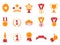 Orange and red color award icons set