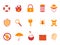 Orange and red color security icons set