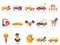 Orange red color series car dealer icons set
