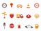 Orange and red color traffic icons set