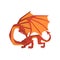 Orange and red dragon, mythical and fantastic animal vector Illustration